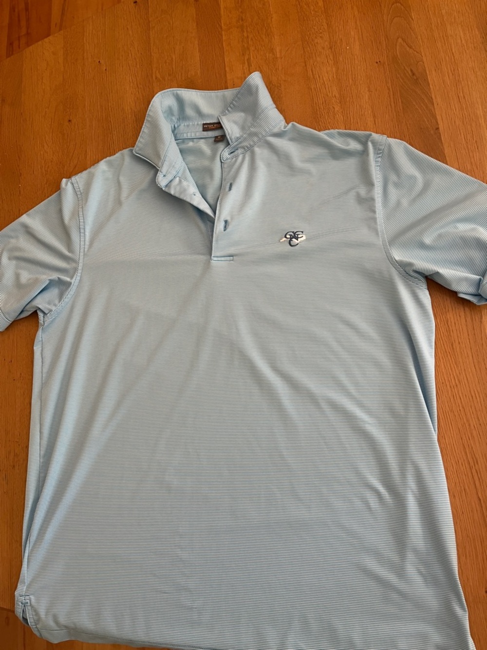Peter Millar Light Blue Striped Performance Polo CCNC